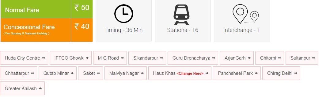 Gurgaon to Greater Kailash Metro Route